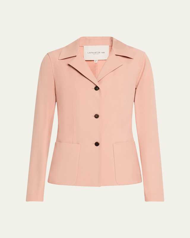 Notched-Lapel Techno Stretch Twill Jacket